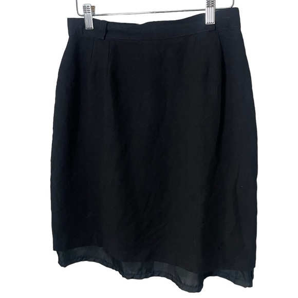 Vintage Linen Skirt Black Lined 11 Mini Pencil Skirts Contemporary Spring Summer - Picture 1 of 10